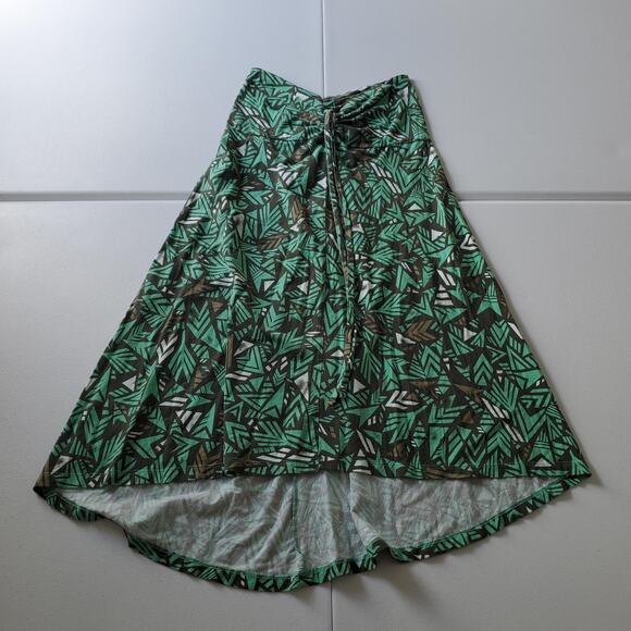 Patagonia Dress Womens Medium Green Brown Geometric Halter Organic Cotton Tencel - Picture 2 of 9